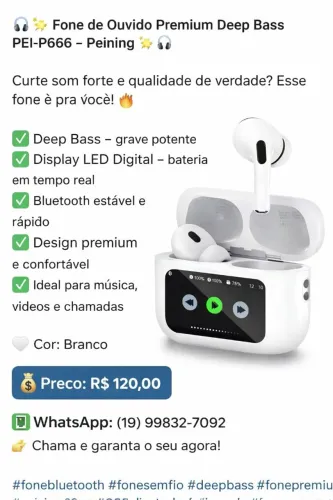 Fone de ouvido bluetooth peining