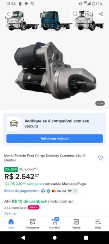 Motor de partida caminhão Ford Cummins 24v