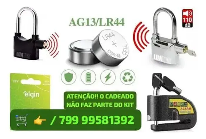 Pack de baterias, p/ cadeado,trava chaveiro de alarmes velocímetro