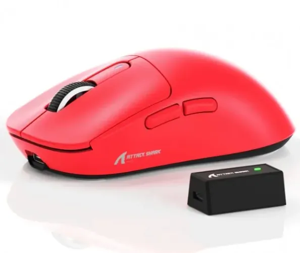 Mouse Para Jogos Sem Fio Attack Shark X3 Paw3395, 2.4g Vermelho