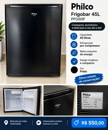 ? FRIGOBAR PHILCO 45 LITROS PRETO - PFG50P