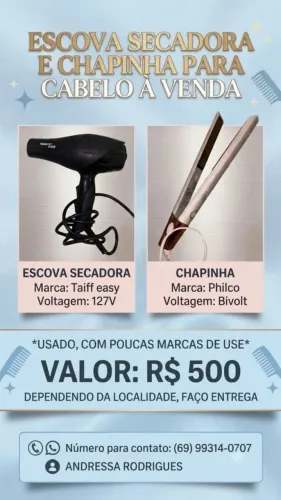Chapinha e escova para cabelo