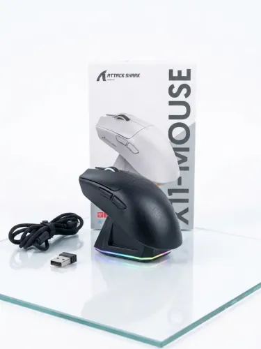 Mouse Gamer Attack Shark X11 Wireless Tri-mode Com Dock Rgb