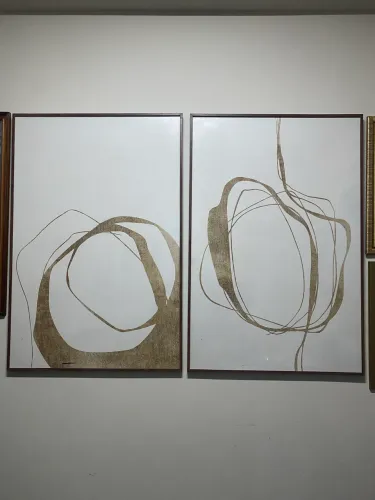 Dupla de Quadros Decorativos Abstratos 60x90 com Vidro