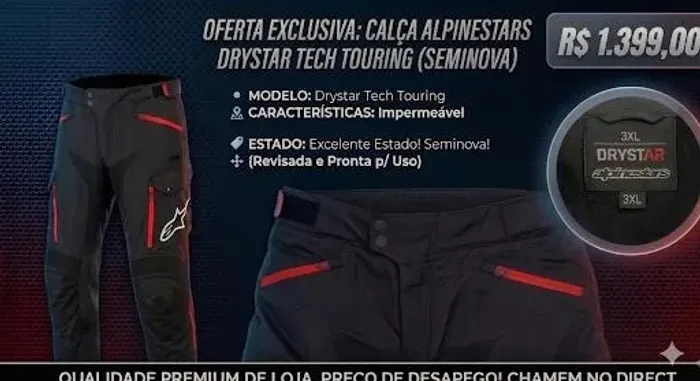 CALÇA MASCULINA ALPINESTARS, MODELO DRYSTAR TECH TOURING