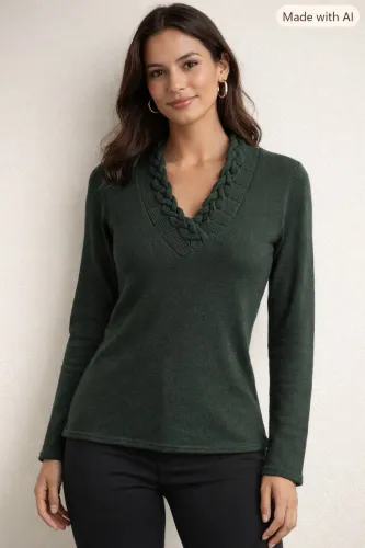 Blusa tricô tam P / M verde 