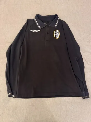 Camisa Polo AC Siena Umbro Manga Longa Retrô Preta