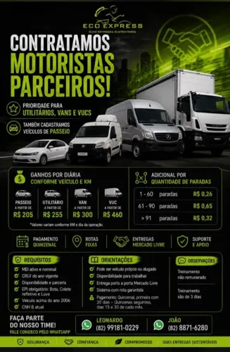 *OPORTUNIDADE* AGREGAMOS VEÍCULOS PARA ENTREGAS