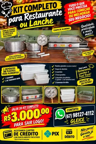 KIT PARA RESTAURANTE OU LANCHONETE