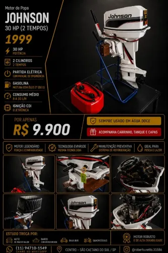 Motor Popa Jhonson 30 hp partida eletrica