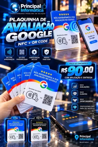 Placa NFC + QR Code Google Meu negócio!