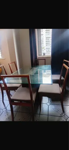 Mesa 6 lugares vidro temperado
