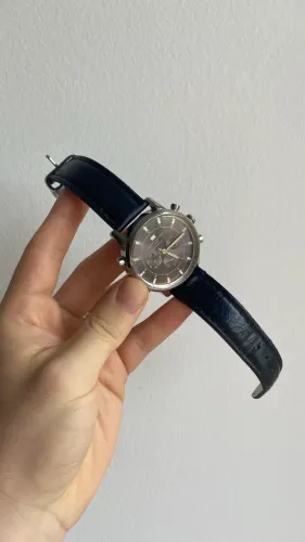 Relógio Tommy Hilfiger Masculino Prata Couro TH191.1.14.1316 Preto Prateado