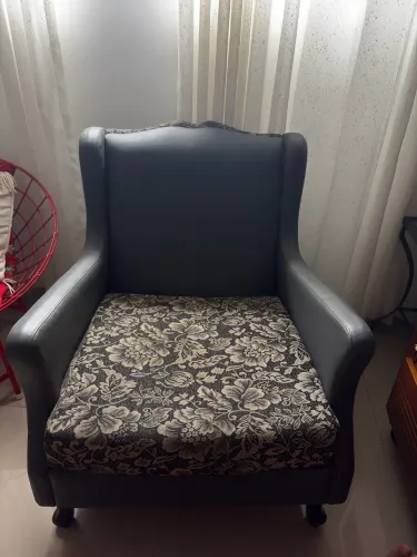 Sofá 3 lugares + 2 poltronas vintage madeira