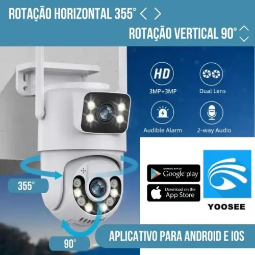 Câmera Dupla de Segurança Wi-fi Prova d'água Monitoramento em casa comércio loja