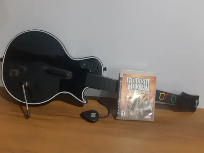 Guitarra Guitar Hero PS3 Original Les Paul + Jogo + Dongle / Receptor USB Original