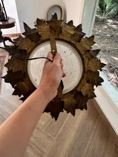 Plafonier retrô com moldura bronze