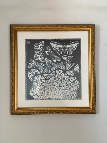 Quadro Borboletas Moldura Dourada 