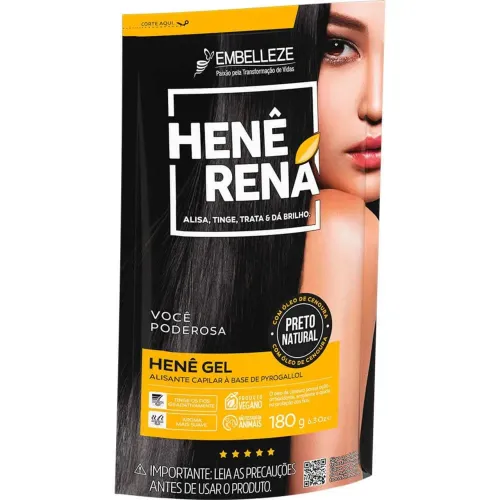 KIT 10 HENÊ RENA PRETO NATURAL