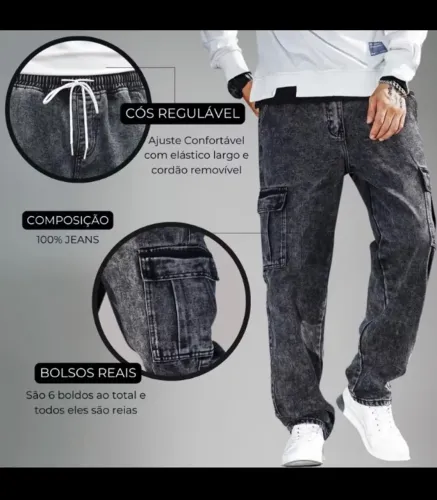 Calça Jeans Cargo