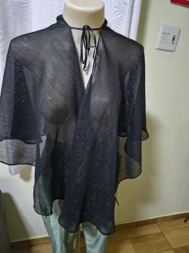 Chifón Blue Shop Preto Com Detalhes De Brilho