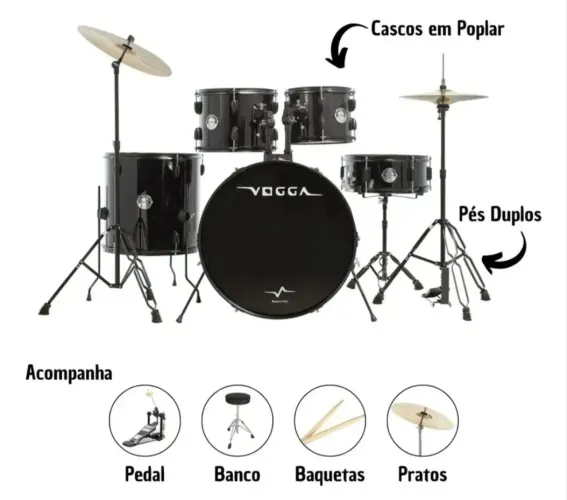 Bateria Acústica completa Vogga Urbana since 2008 Nova
