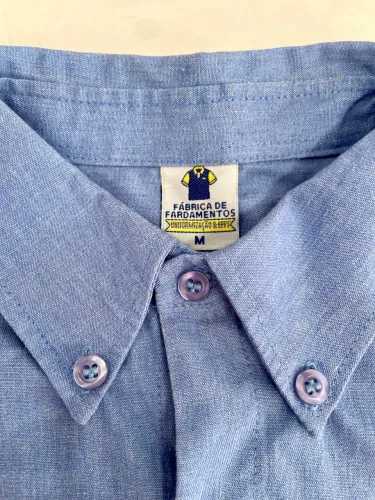 2 Camisas de Trabalho Manga Longa - Azul - Tecido Grosso