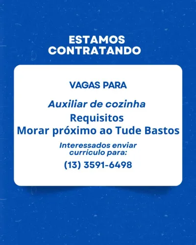 Vaga para auxiliar de cozinha 