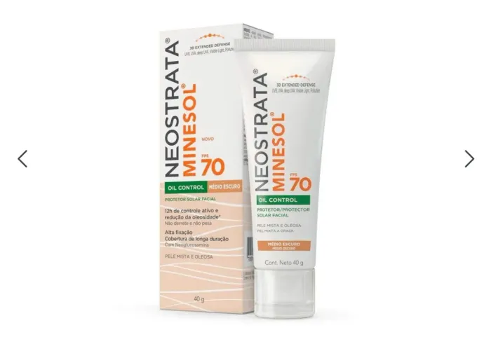 Protetor Solar Facial Neostrata FPS 70 Minesol Oil Control Pele Morena Mais 40g 