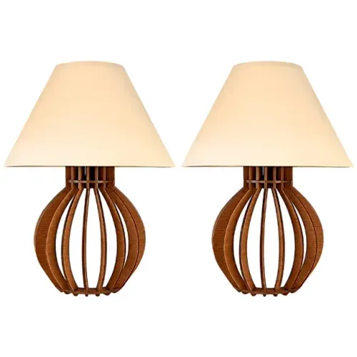 Kit 2 Abajur Clássico Cabeceira Criado Mudo Quarto Sala Madeira Marrom Decorativo