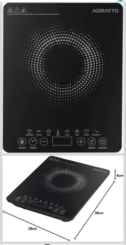 AGRATTO COOKTOP INDUCAO ACKI01I-02 PRETO 1 BOCA 2000W 220V 