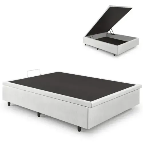  Cama Base Box Baú Viúva Branco Algodão
