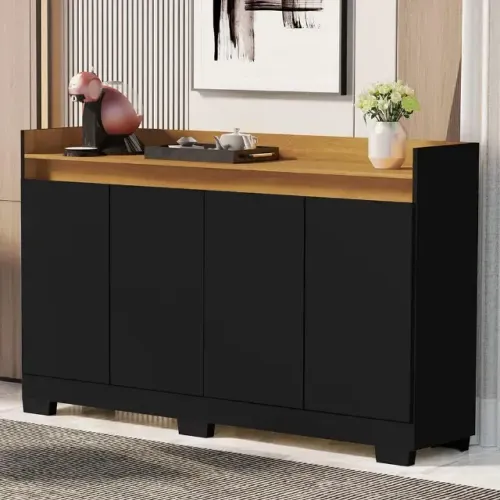 Novo! Buffet Real com 4 portas Preto/Mel