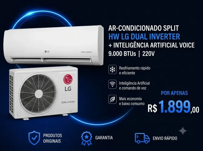 Ar-Condicionado Split HW LG Dual Inverter Voice 9.000 BTUs 220V - Novo com Garantia