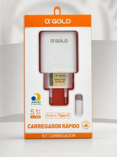 Kit Carregador Rápido Completo 30W a'GOLD CA32-3/TIPO-C