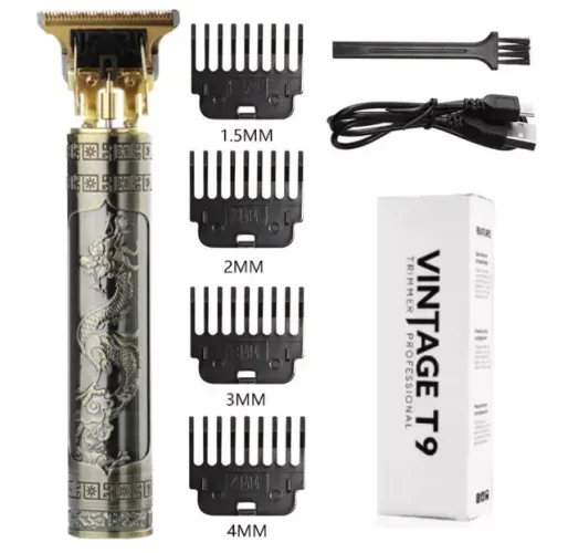 APARADOR DE CABELO, ACABAMENTO PARA BARBA, CLIPPER, VINTAGE, T9, INTERF USB dragon gold
