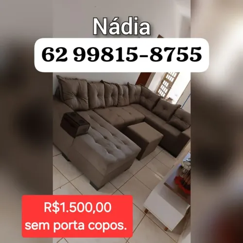 Sofá marrom de canto com chaise,,,010