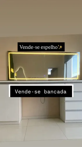 Espelho de salão com led e bancada para salão
