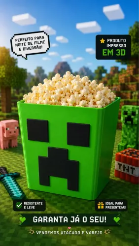 Balde de pipoca Minecraft