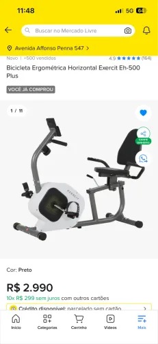 Bicicleta Ergométrica Horizontal Exercit Eh-500 Plus