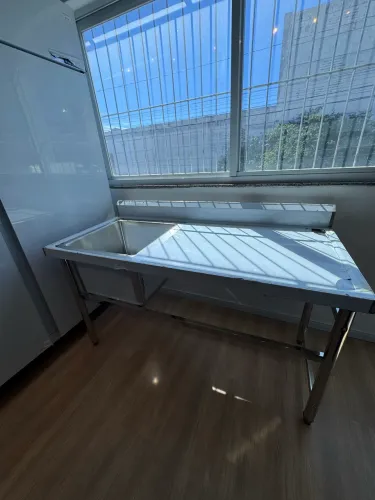 Bancada inox com pia 1500x700 nova 