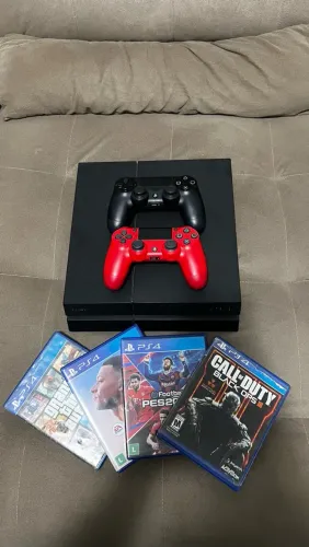 PS4 + 2 CONTROLES + 4 JOGOS