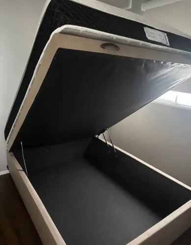 CAMA CASAL BAU+ COLCHÃO COM MOLAS ENSACADAS 