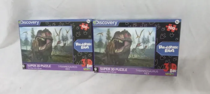 2 Quebra Cabeça Super 3D Modelo Dinossauros Pré-História - 100 Peças Multikids
