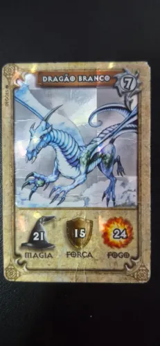 Card Especial RARO Dracomania Prateado Cromado Elma Chips Dragão Branco Raro (Número 7)