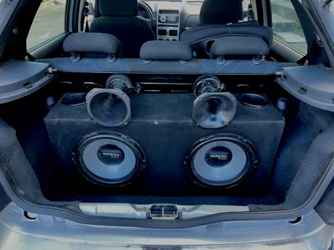 Som automotivo completo 2 SUBWOOFERS + MÓDULO + CAIXA