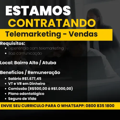 Contrata-se Telemarketing Ativo