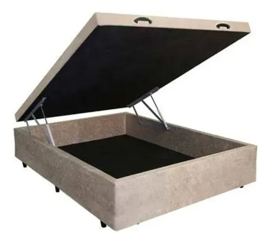 Cama Base Box Baú Viúva Bege Suede