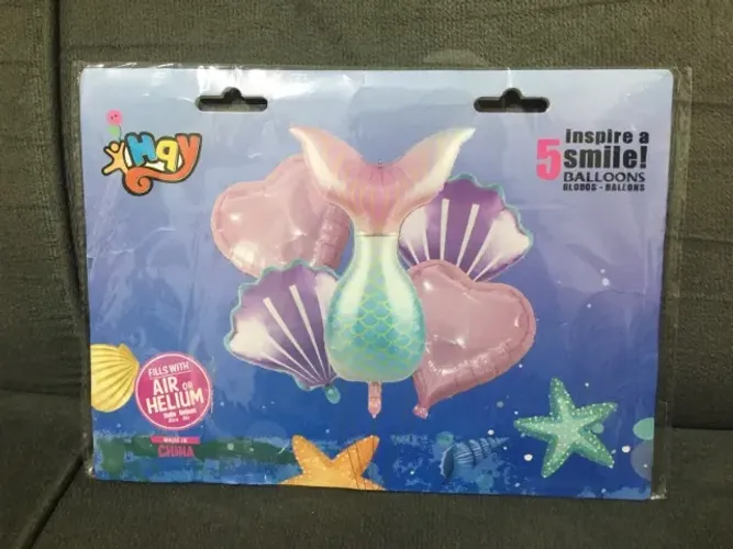 Balões para Festa Temática Sereia - Calda, Conchas e Corações Kit com 5 peças - NOVO