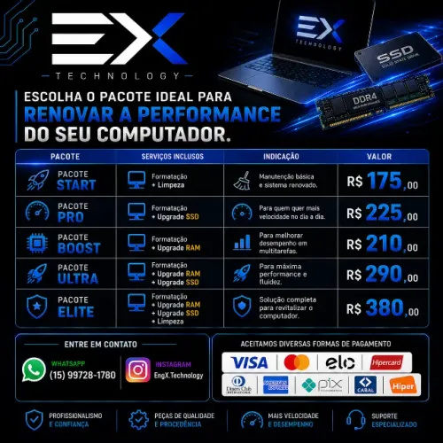 Pacotes de Formatação, Limpeza e Upgrade de PC/Notebook
